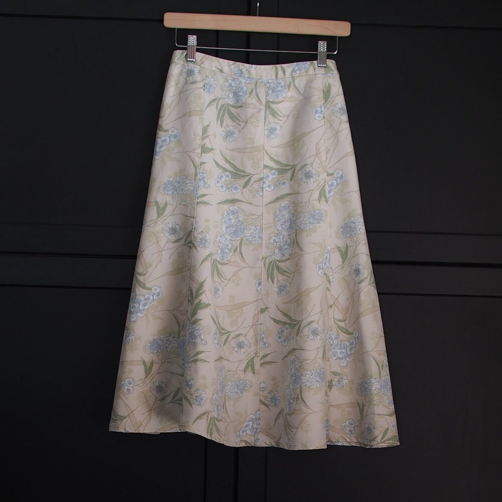 Eddie Bauer | Vintage Linen Blend Floral Skirt - Early 2000s